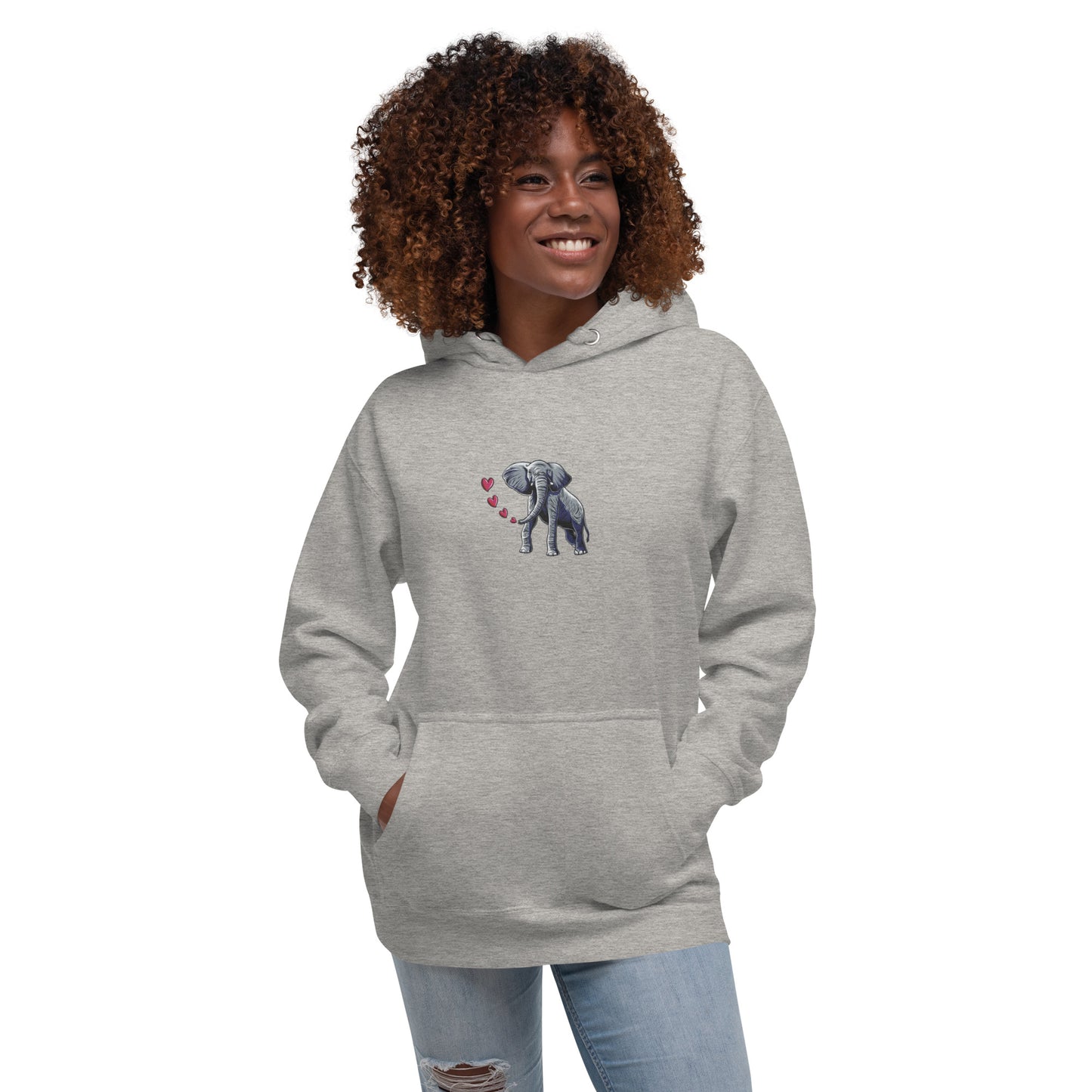 Elephant Breathing Love Embroidered Women's Hoodie