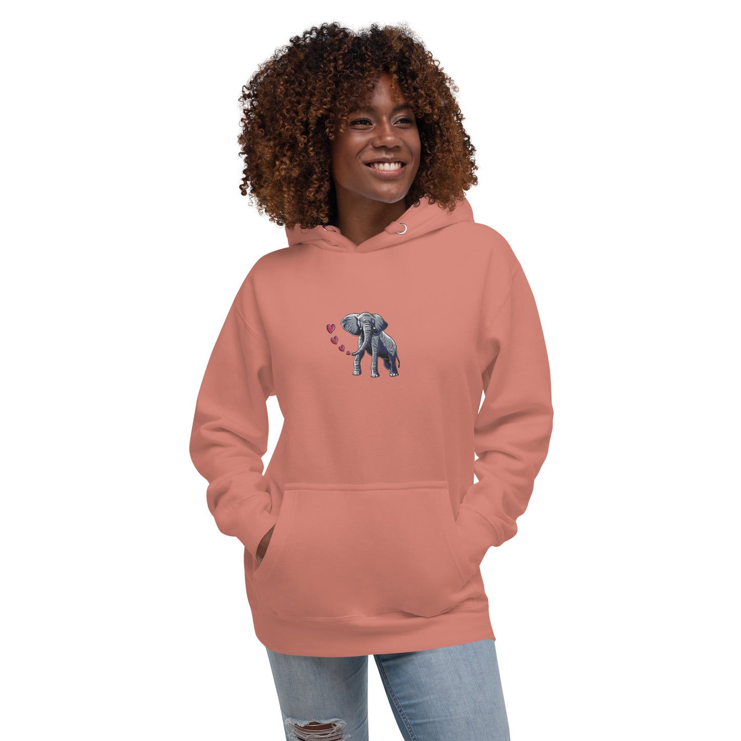 Elephant Breathing Love Embroidered Women's Hoodie