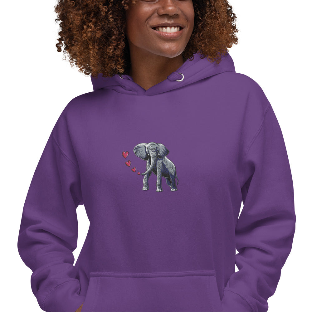 Elephant Breathing Love Embroidered Women's Hoodie